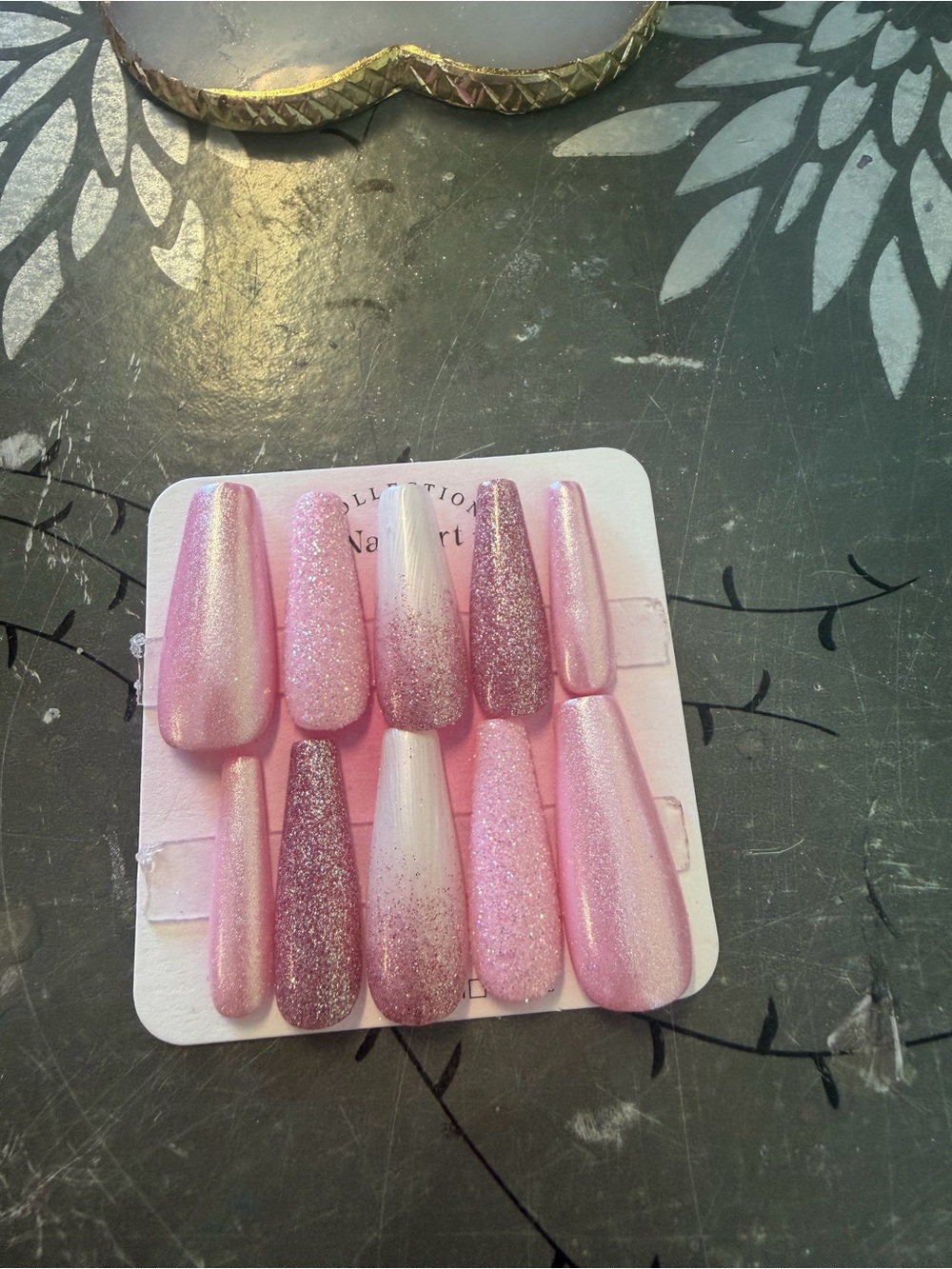 Pink Glitter Press-On Nail Set - Women Accessories